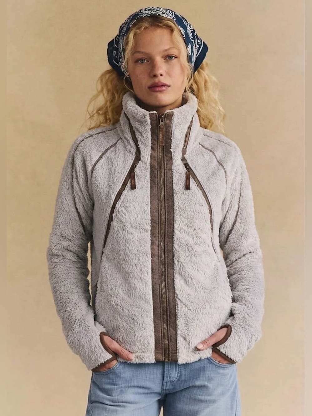 KUHL Premium Italian Fleece Teddy Sherpa Full Zip Jacket Size Small Comfy Cozy